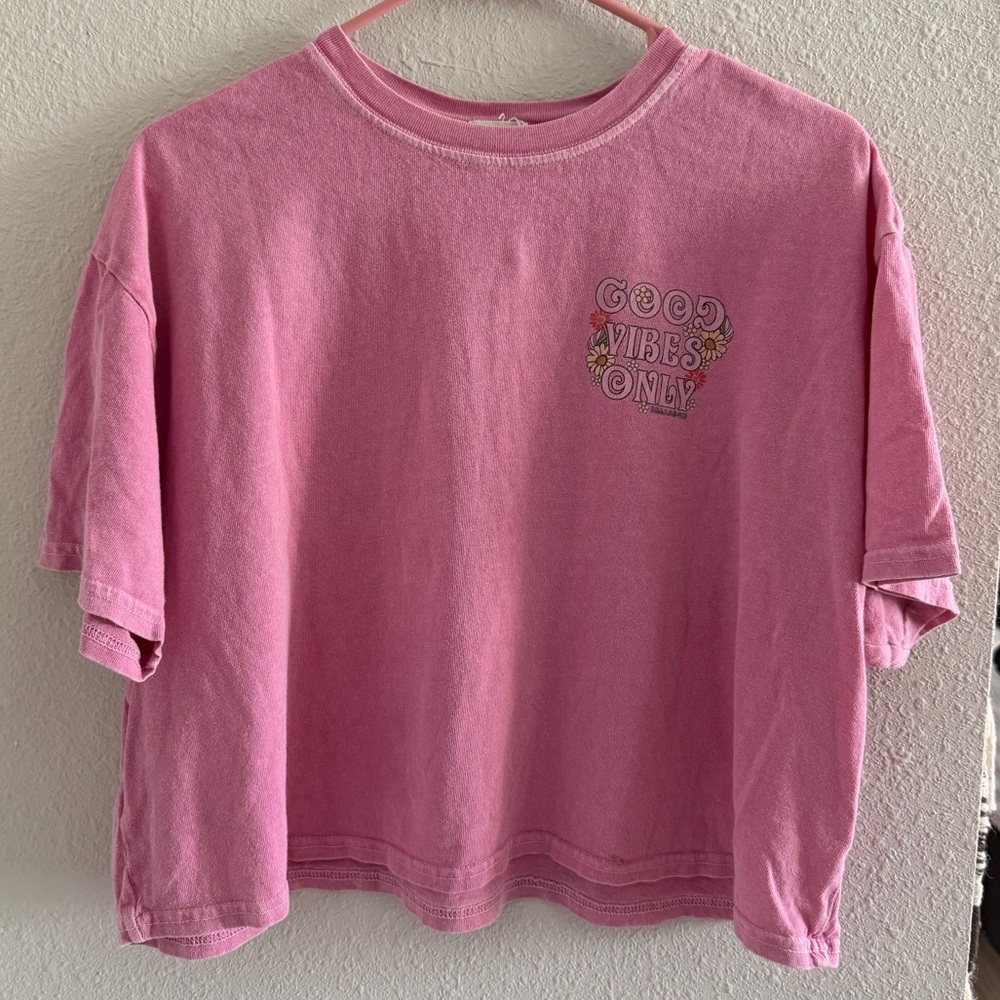 Billabong Pink Crop Top with 'Good Vibes Only' Print - Picture 6 of 6